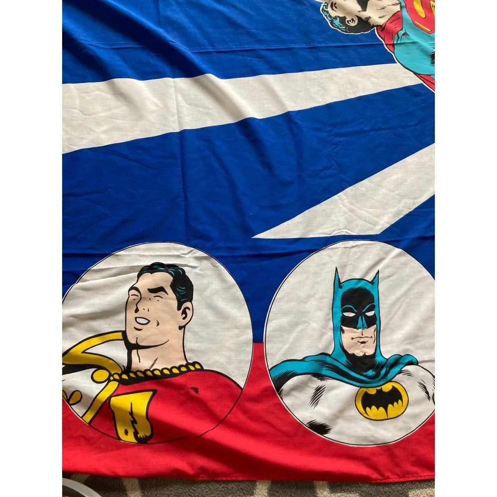 Vtg 1977 DC Comics Superman Flat Sheet Batman Wonder Woman Twin‎ Full Retro